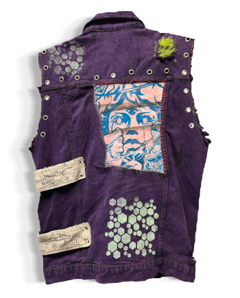 "Purple Grunge" Denim Sleeveless Jacket